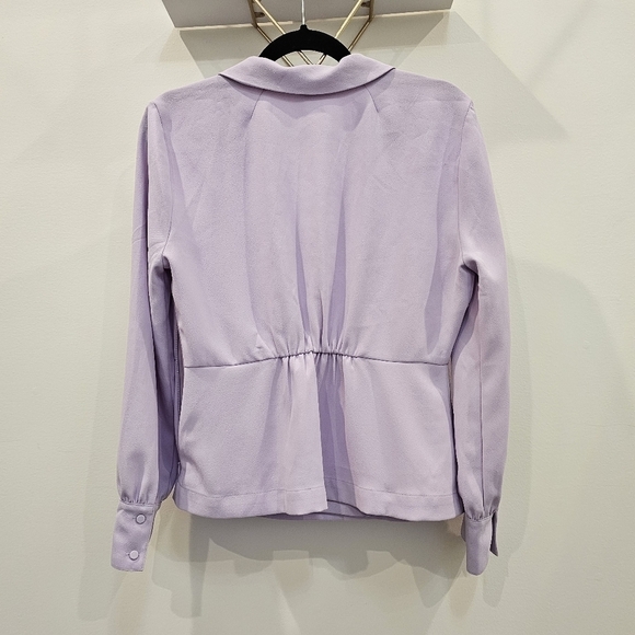 J. Crew Lilac Purple Drapey Faux Wrap Top 365 Crepe Fabric Size 8 - Picture 11 of 16